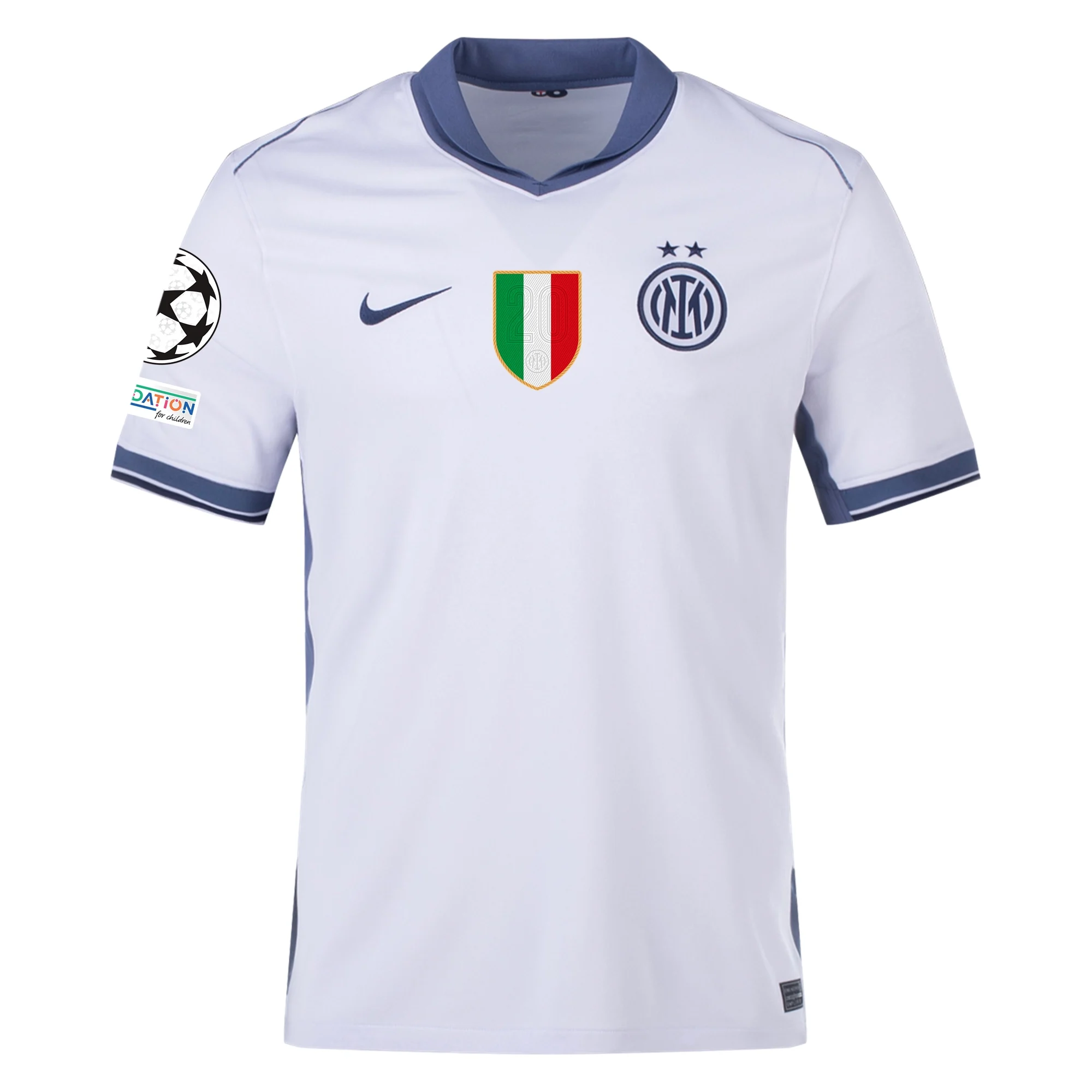 Nike Inter Milan Alessandro Bastoni Away Jersey w/ Champions League + Scudetto Patch 24/25 (Summit White/Iris Whisper)
