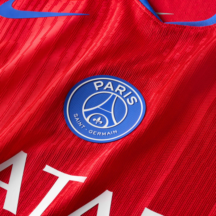 Nike Men's Paris Saint-Germain Authentic Third Jersey w/ Champions League Patches 25/26 (Sport Red/Hyper Royal)