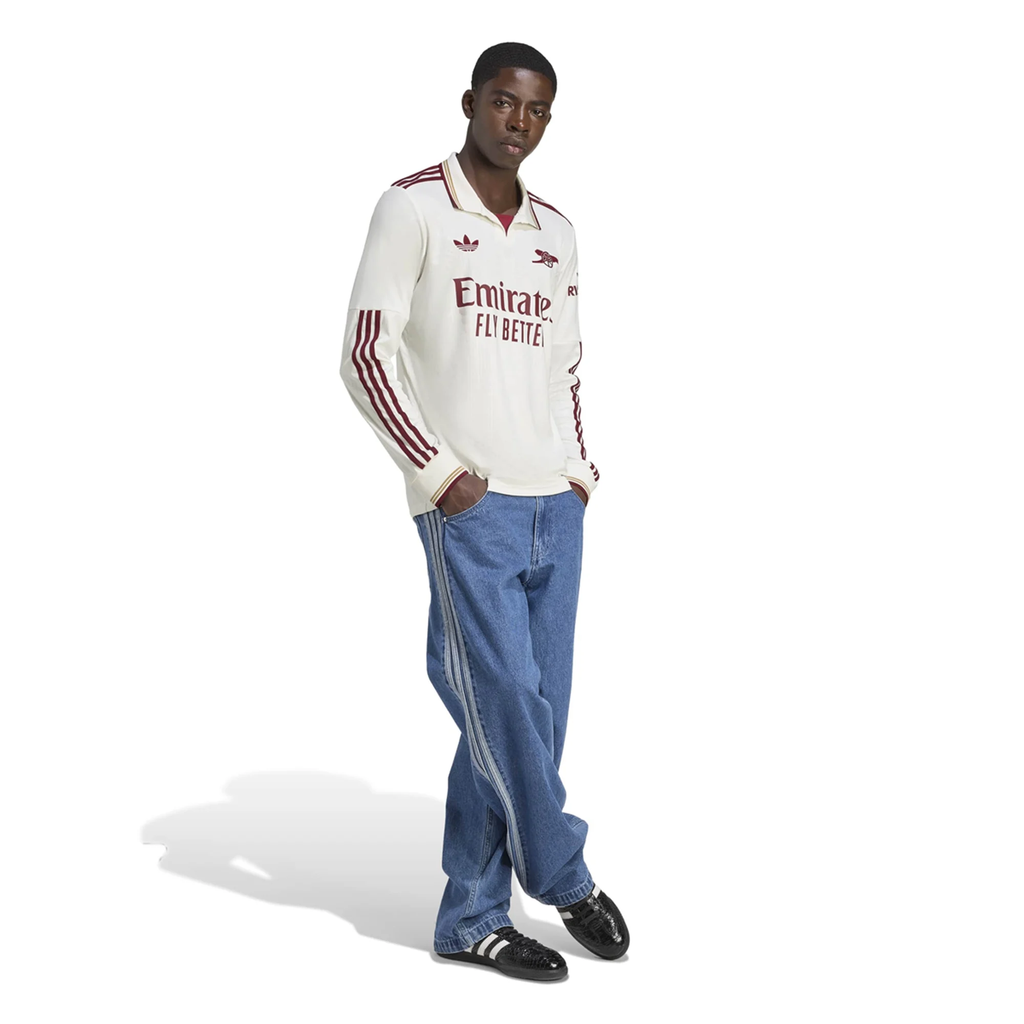 adidas Arsenal Gabriel Martinelli Third Long Sleeve Jersey w/ EPL + No Room For Racism 25/26 (White/Burgundy)