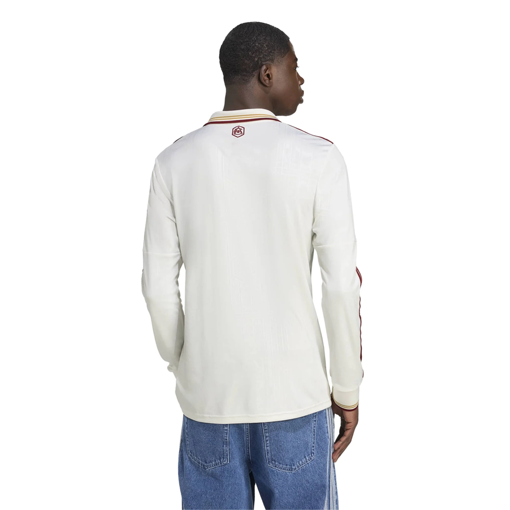 adidas Arsenal Leandro Trossard Third Long Sleeve Jersey w/ EPL + No Room For Racism 25/26 (White/Burgundy)