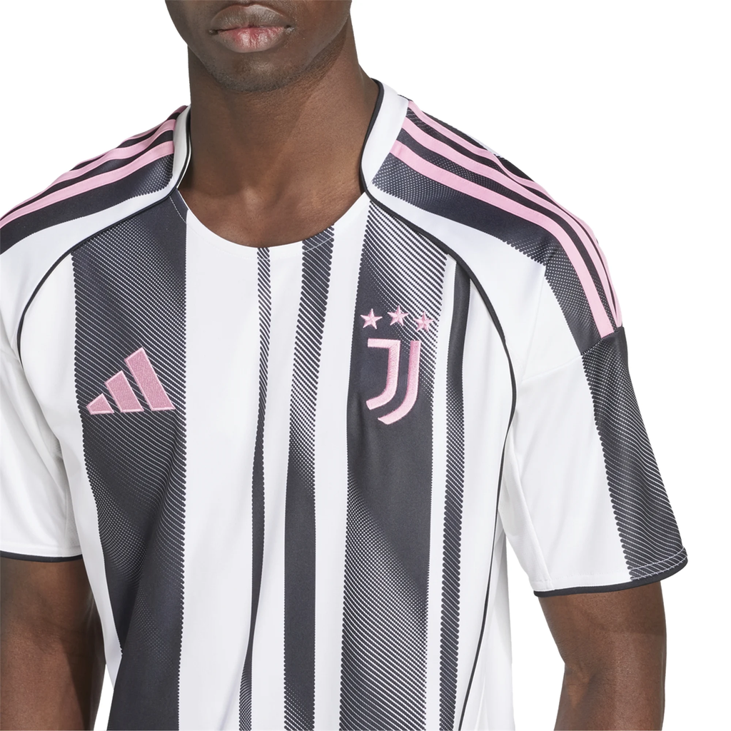 adidas Juventus Miretti Home Jersey w/ Champions League Patches 25/26 (White/Black/Pink)