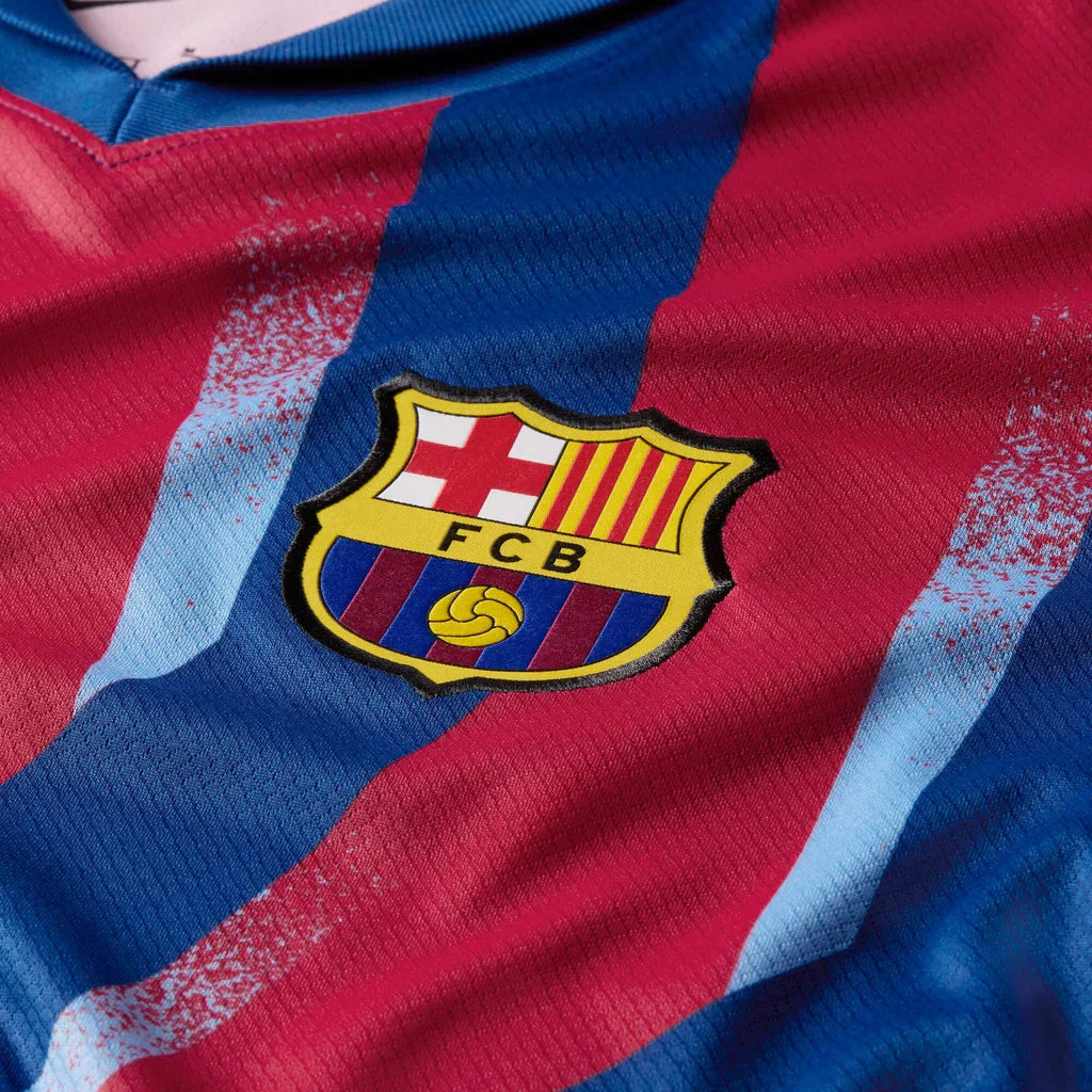 Nike Men's FC Barcelona Gavi 4th Jersey 25/26 w/ La Liga Patches (Blue/Red/Yellow)