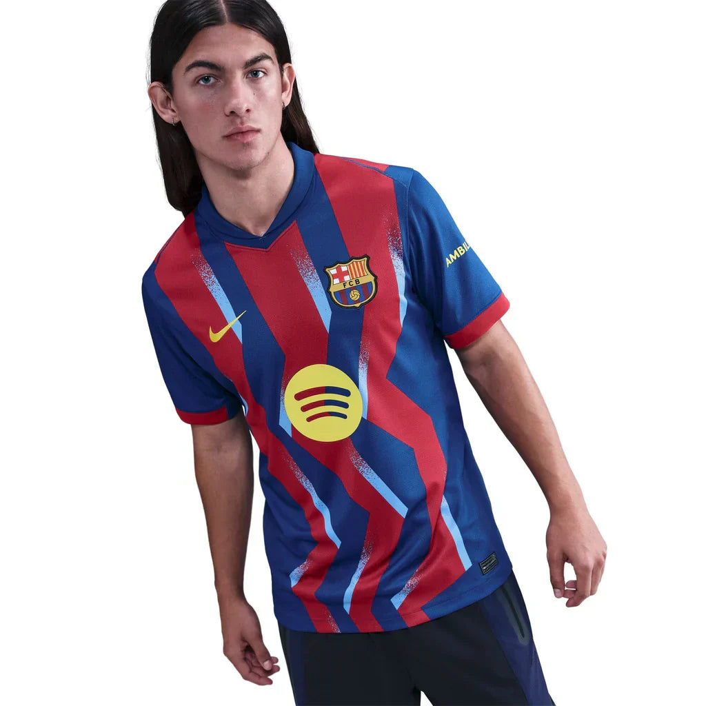 Nike Men's FC Barcelona M. Casado 4th Jersey 25/26 w/ La Liga Patches (Blue/Red/Yellow)