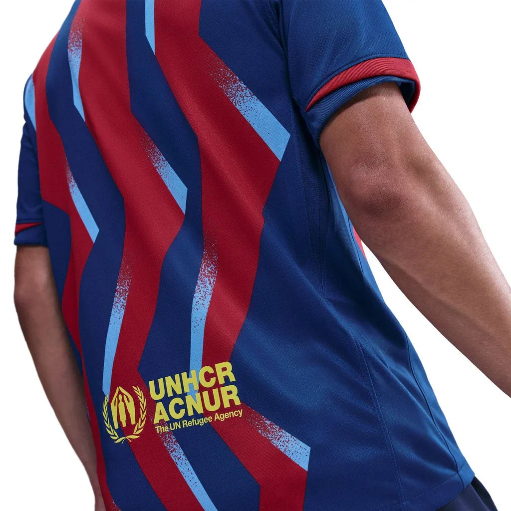 Nike Men's FC Barcelona Lewandowski 4th Jersey 25/26 w/ La Liga Patches (Blue/Red/Yellow)