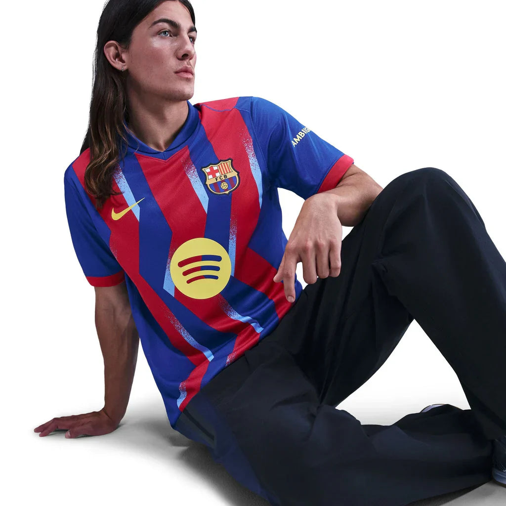 Nike Men's FC Barcelona Gerard Martin 4th Jersey 25/26 w/ La Liga Patches (Blue/Red/Yellow)
