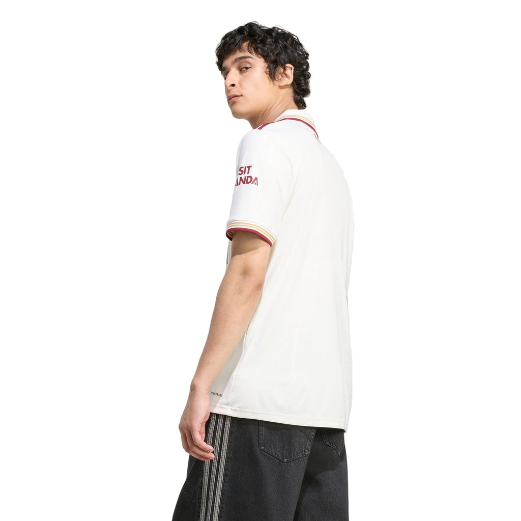 adidas Men's Arsenal FC Third Jersey 25/26 w/ NRFR + EPL Patches (White/Burgundy)
