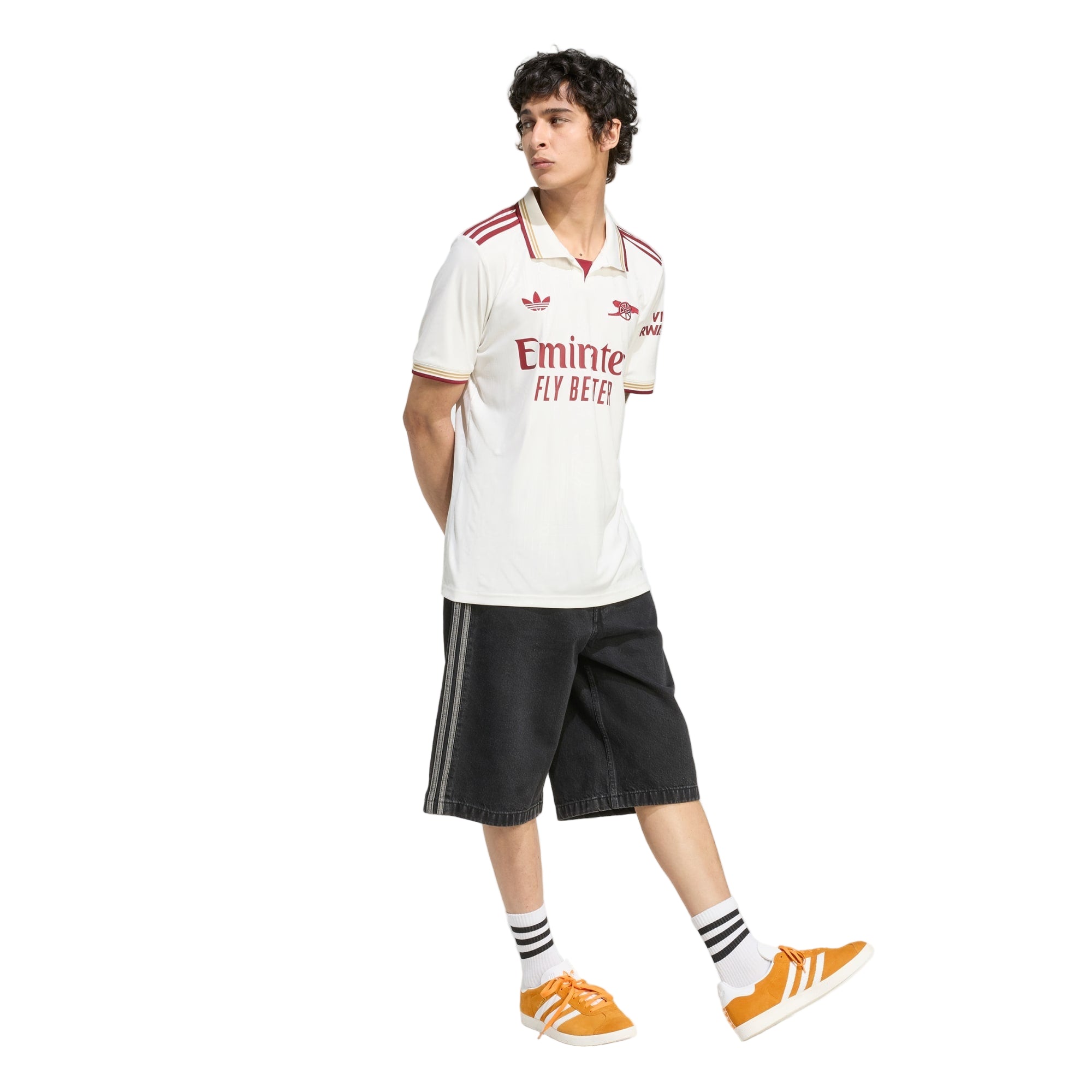 adidas Men's Arsenal FC Third Jersey 25/26 w/ NRFR + EPL Patches (White/Burgundy)