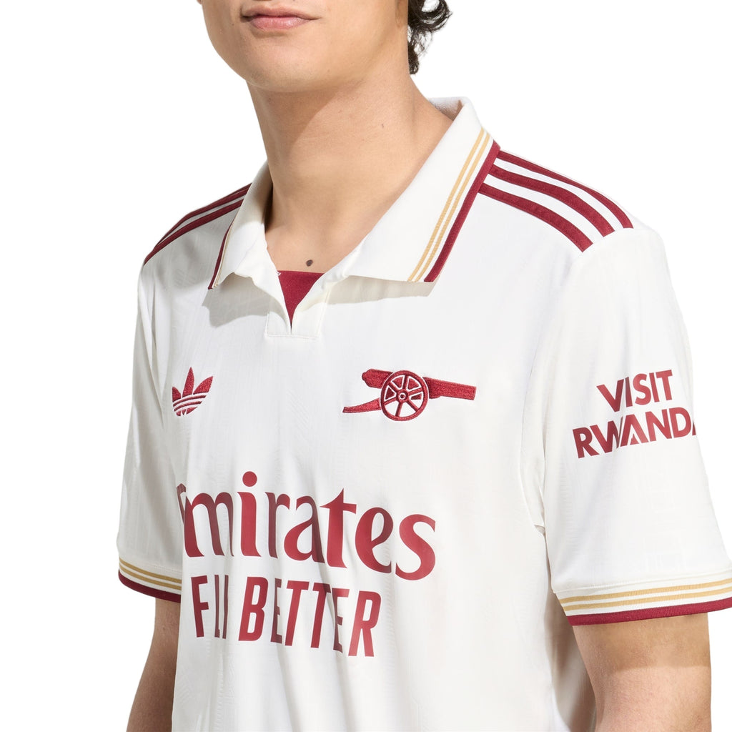 adidas Men's Arsenal FC Third Jersey 25/26 (White/Burgundy)