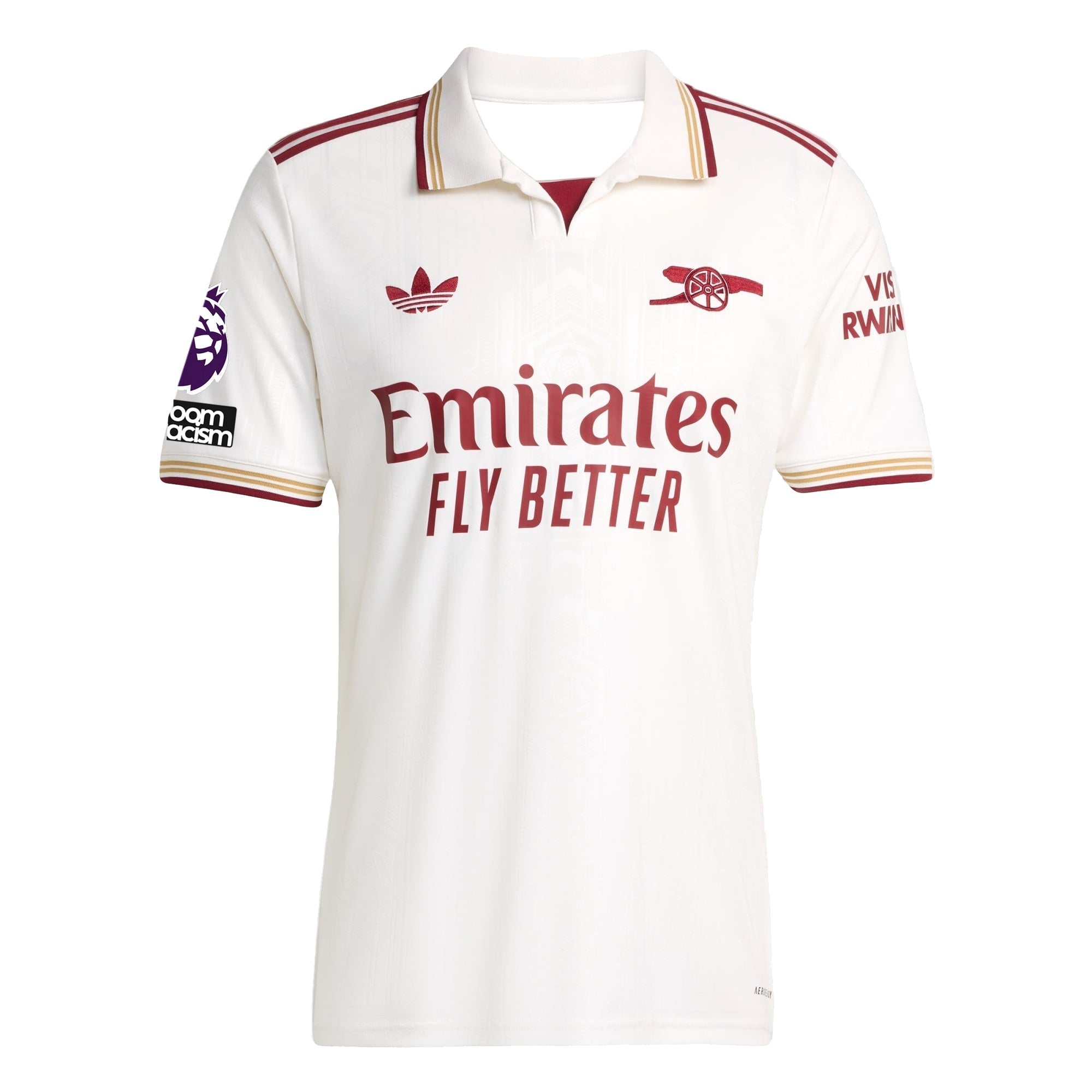 adidas Havertz Men's Arsenal FC Third Jersey 25/26 w/ NRFR + EPL Patches (White/Burgundy)