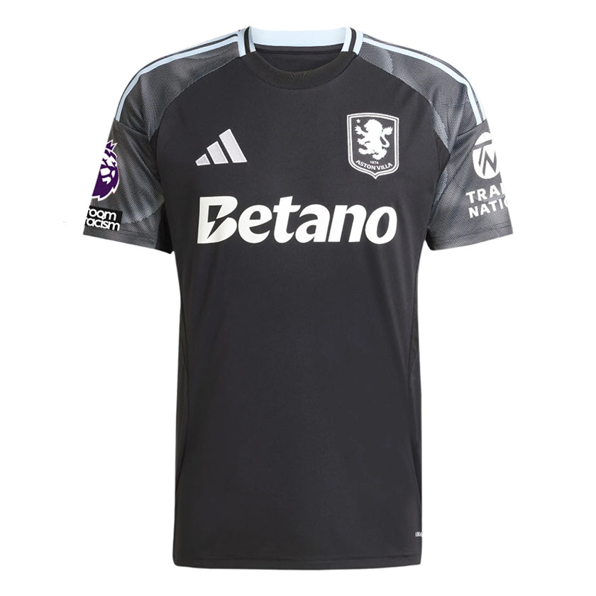adidas Men's Aston Villa 25/26 Away Jersey w/ EPL + NRFR Patches (Black/Global Blue)