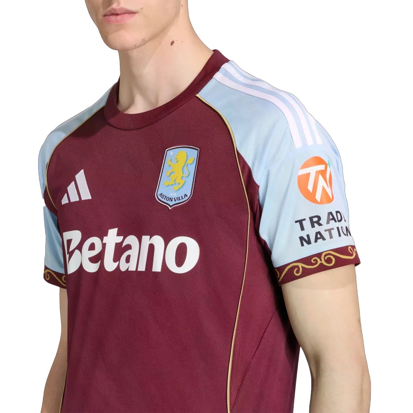 adidas Malen Men's Aston Villa Home Jersey 25/26 w/ NRFR + EPL Patches (Maroon/Blue)