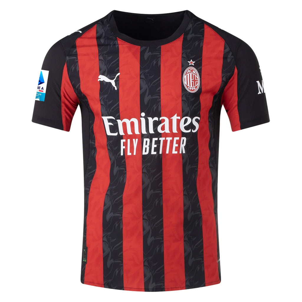 Puma Bartesaghi Men's AC Milan Authentic Home Jersey 25/26 w/ Seria A Patch (Red/Black)