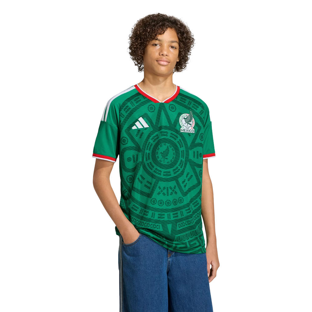 adidas Youth C. Rodriguez Mexico 2026 Home World Cup Jersey (Bold Green)