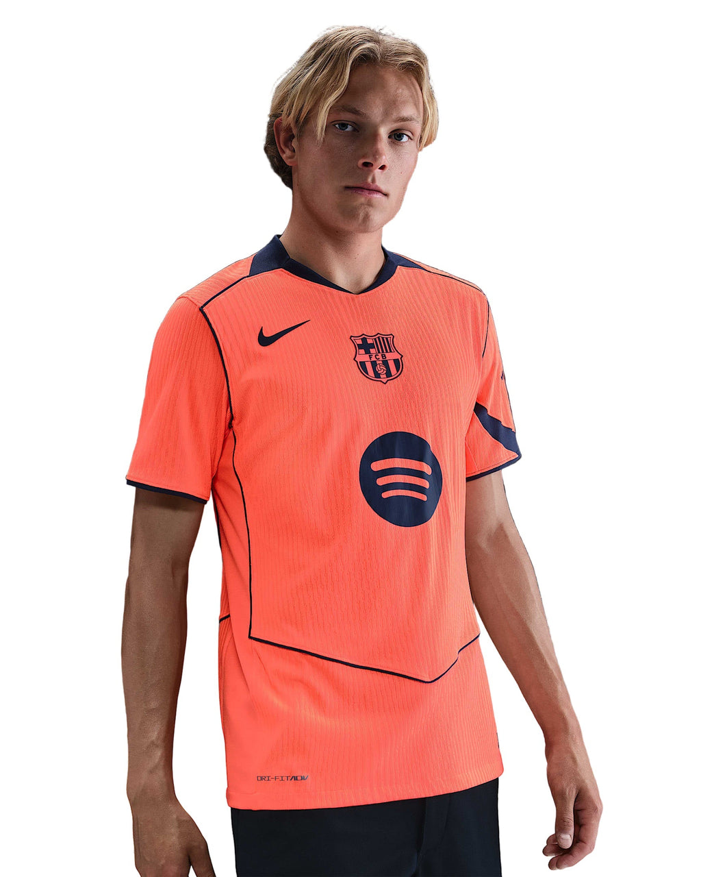 Nike Gavi FC Barcelona Third T90 Authentic Jersey 25/26 w/ Champions League Patches (Mango/Navy)