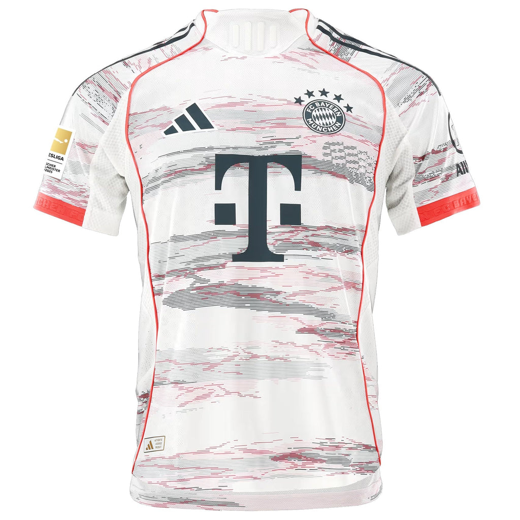 adidas Boey Authentic Away Jersey 25/26 w/ Sponsor + Meister Bundesliga Patch (White/Red)