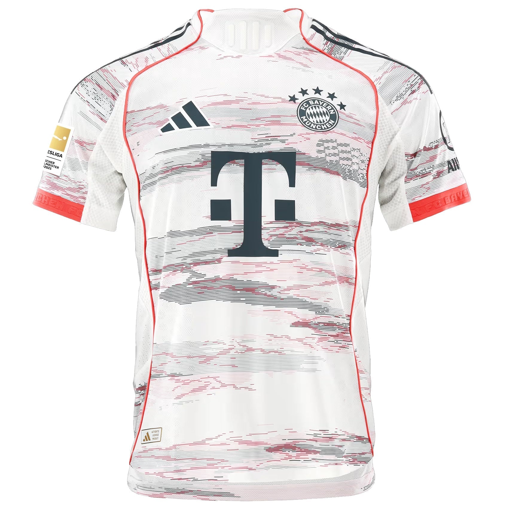 adidas Minjae Authentic Away Jersey 25/26 w/ Sponsor + Meister Bundesliga Patch (White/Red)