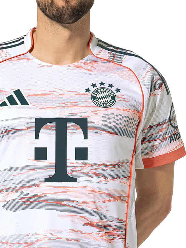 adidas Kimmich Authentic Away Jersey 25/26 w/ Sponsor + Meister Bundesliga Patch (White/Red)