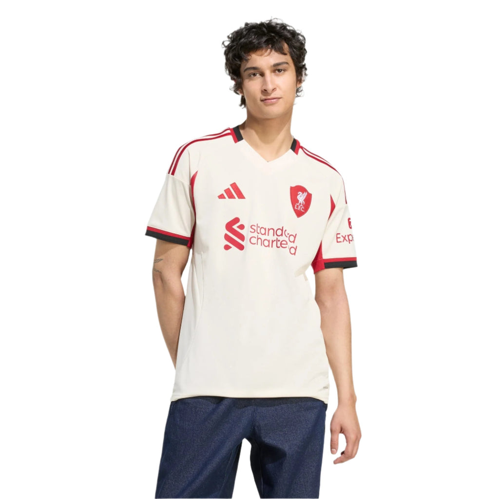 adidas Men's Liverpool Endo Away Jersey w/ Champions League Patches 25/26 (Wonder White)