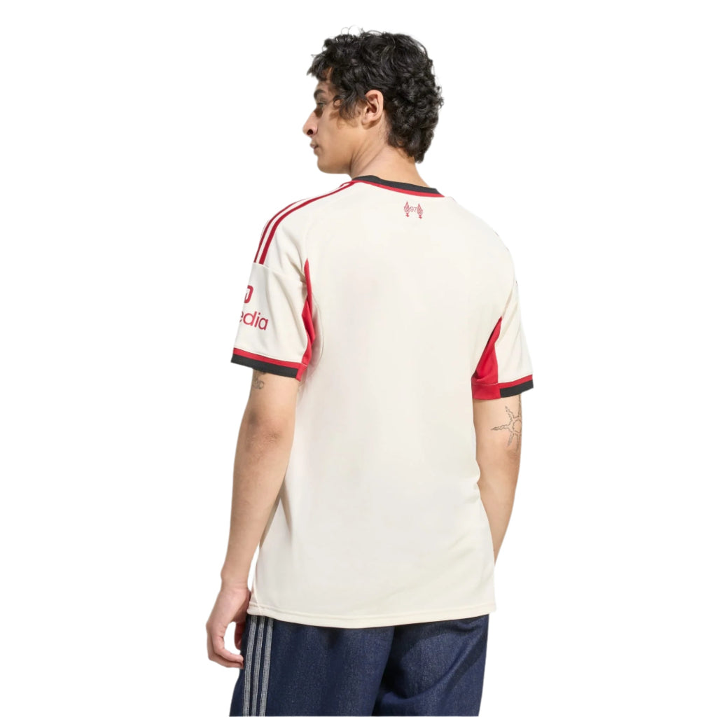 adidas Men's Liverpool Cody Gakpo Away Jersey w/ Champions League Patches 25/26 (Wonder White)