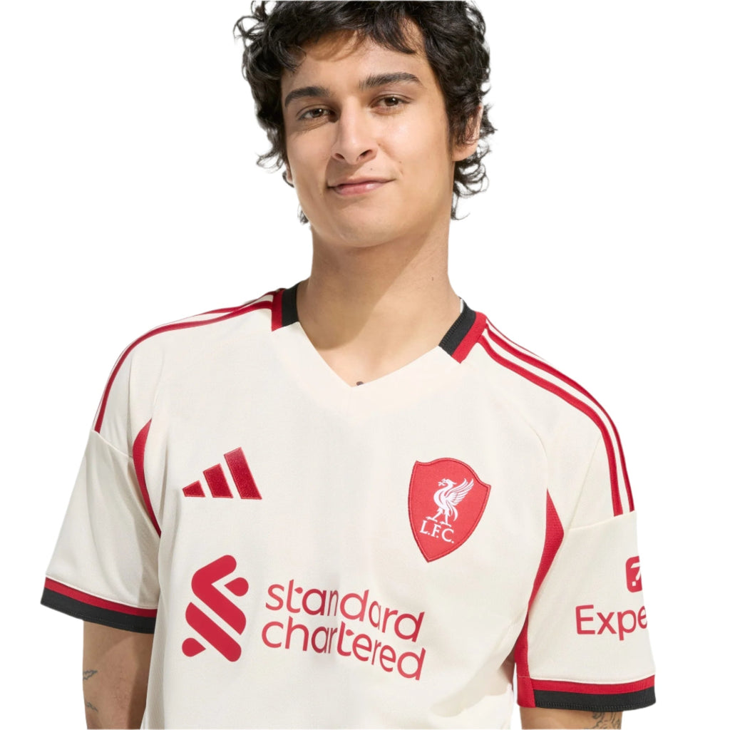 adidas Men's Liverpool Diogo Jota Away Jersey w/ Champions League Patches 25/26 (Wonder White)