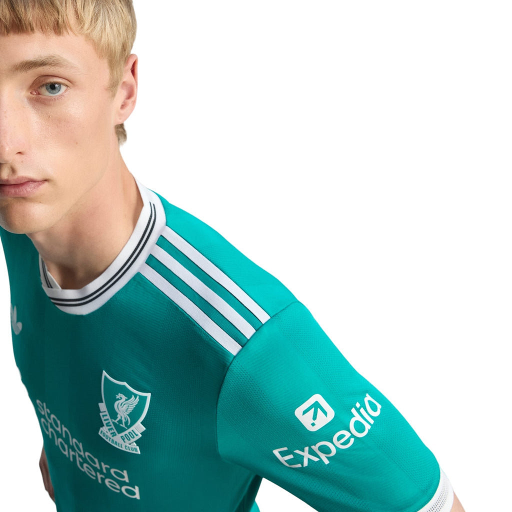 adidas Liverpool FC Authentic Cody Gakpo Third Jersey w/ EPL + No Room For Racism Patches 25/26 (Sea Green)