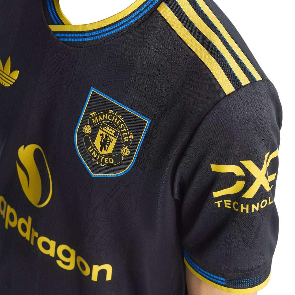 adidas Obi Men's Manchester United Authentic Third Jersey 25/26 w/ NRFR + EPL Patches (Black)