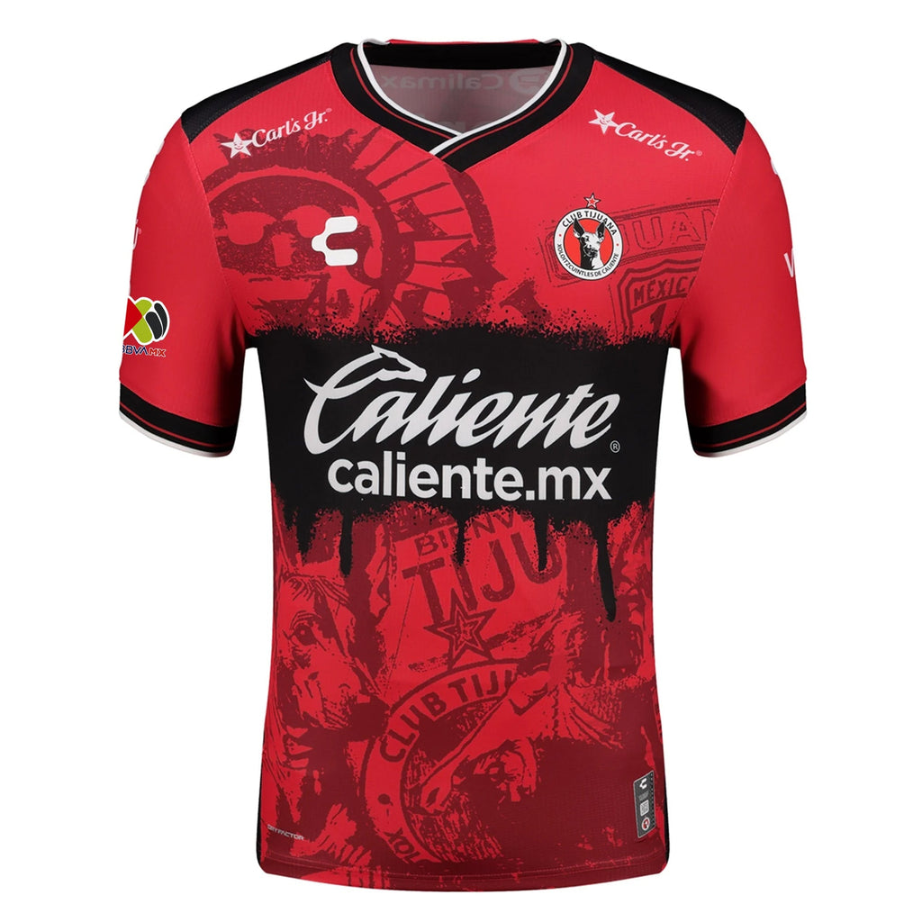 Charly Iván Tona Men's Club Tijuana Xolos Home Jersey 25/26 w/ BBVA MX Patch (Red/Black)