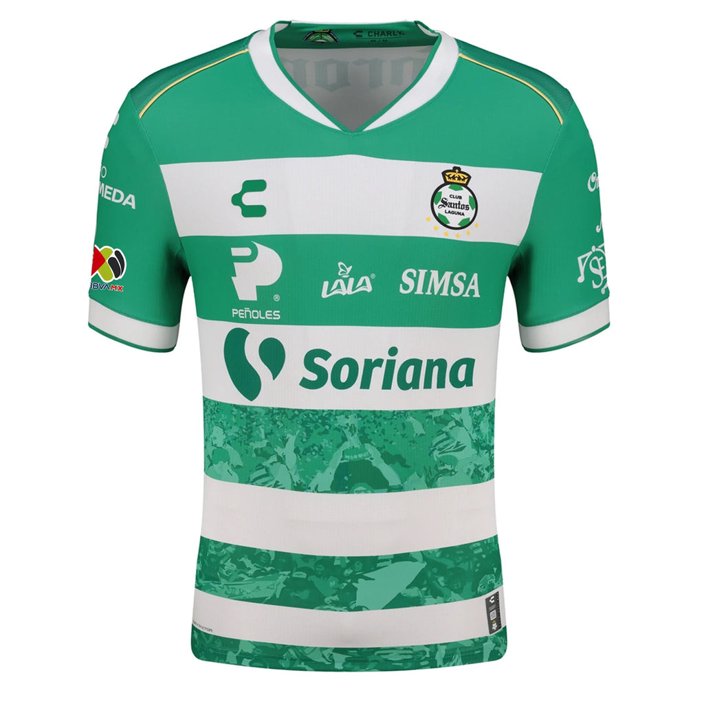 Charly Men's Santos Laguna Home Jersey 25/26 w/ BBVA MX Patches (Green/White)