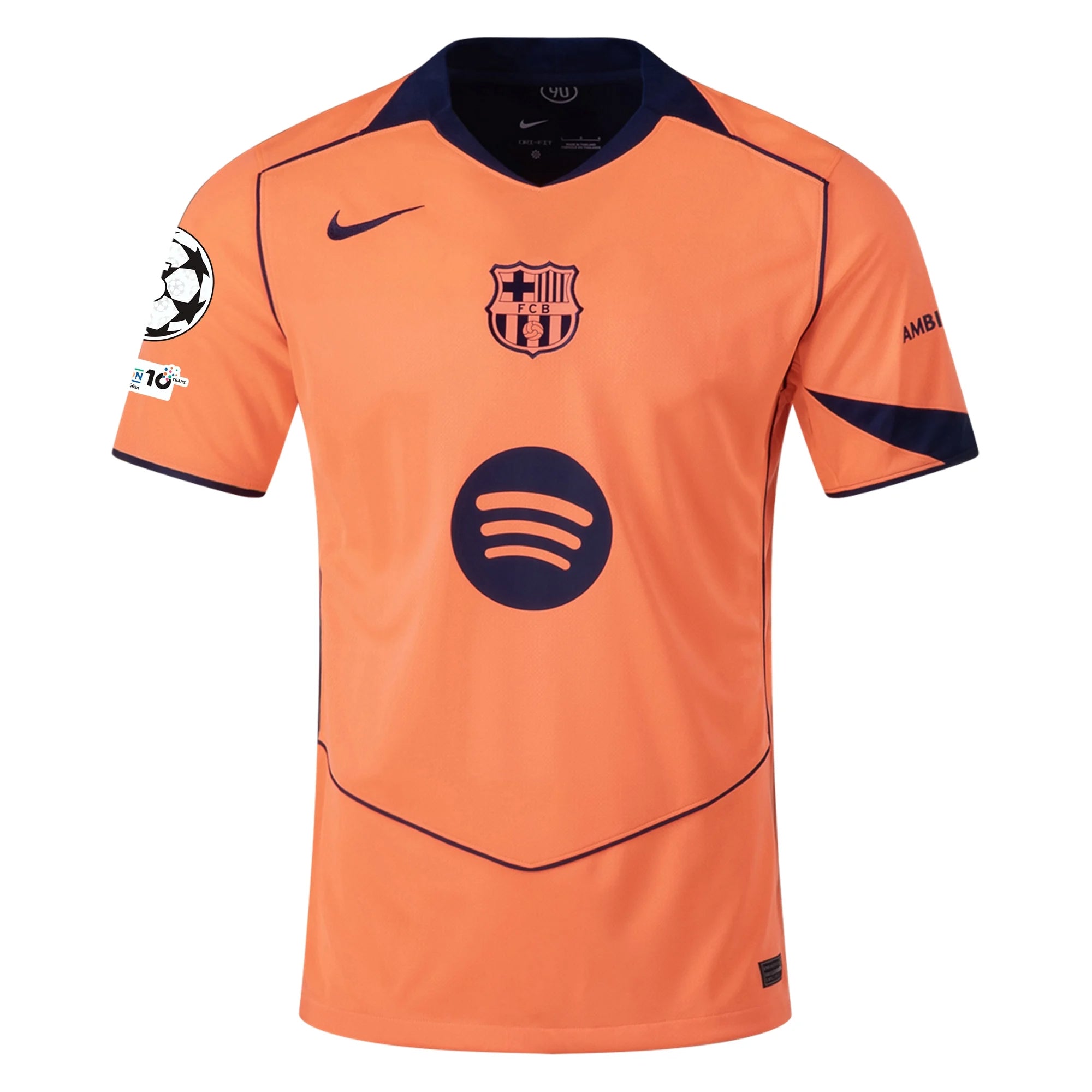 Nike Rashford FC Barcelona Third T90 Authentic Jersey 25/26 w/ Champions League Patches (Mango/Navy)