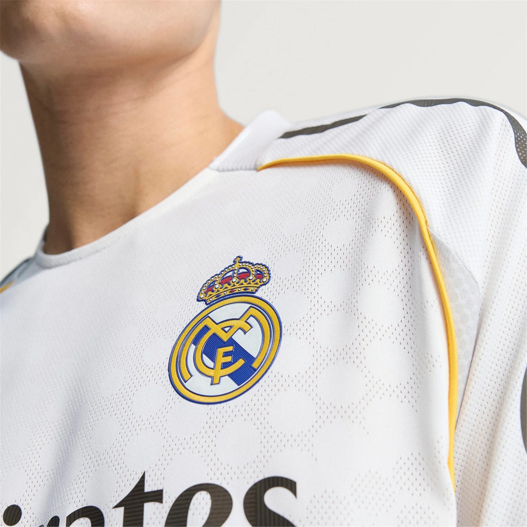 adidas Kylian Mbappe Real Madrid Authentic Home Jersey 25/26 w/ Champions League Patches (White)