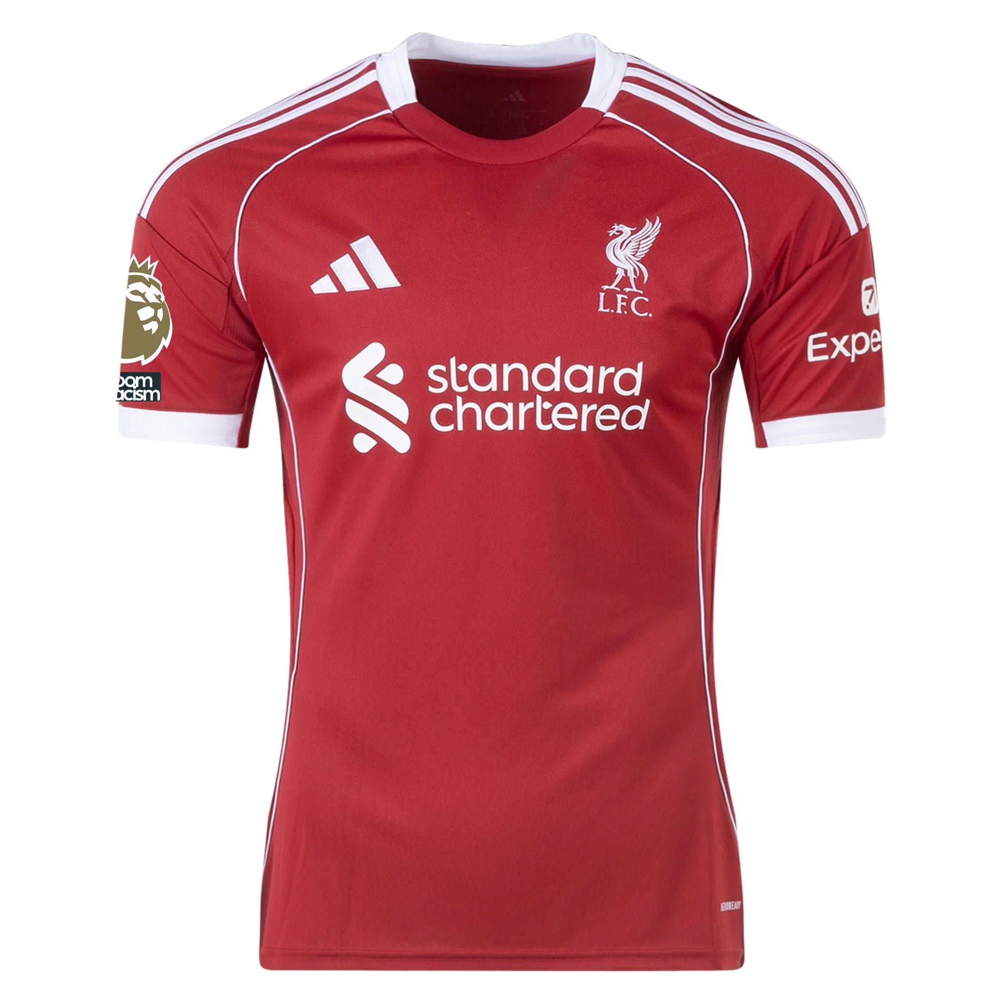 adidas YNWA "You'll Never Walk Alone" Men's Liverpool Home Jersey 25/26 w/ NRFR + EPL Champions Patch (Strawberry Red)