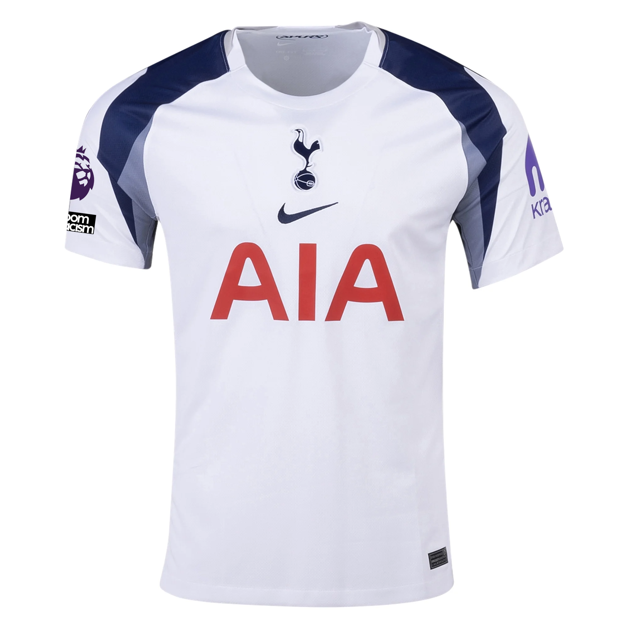 Nike Kulusevski Tottenham Hotspurs Home Jersey w/ EPL + No Room For Racism Patch 25/26 (White/Iron/Binary Blue)