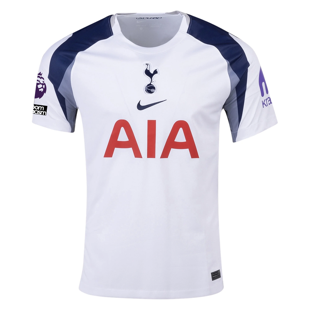 Nike Pedro Porro Tottenham Hotspurs Home Jersey w/ EPL + No Room For Racism Patch 25/26 (White/Iron/Binary Blue)