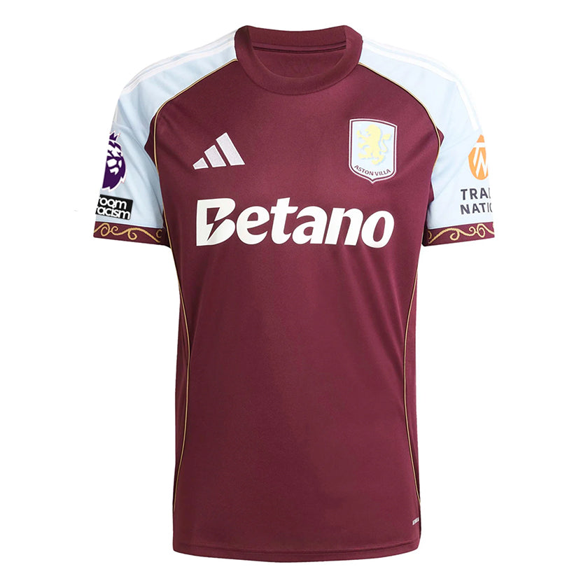 adidas Mings Men's Aston Villa Home Jersey 25/26 w/ NRFR + EPL Patches (Maroon/Blue)