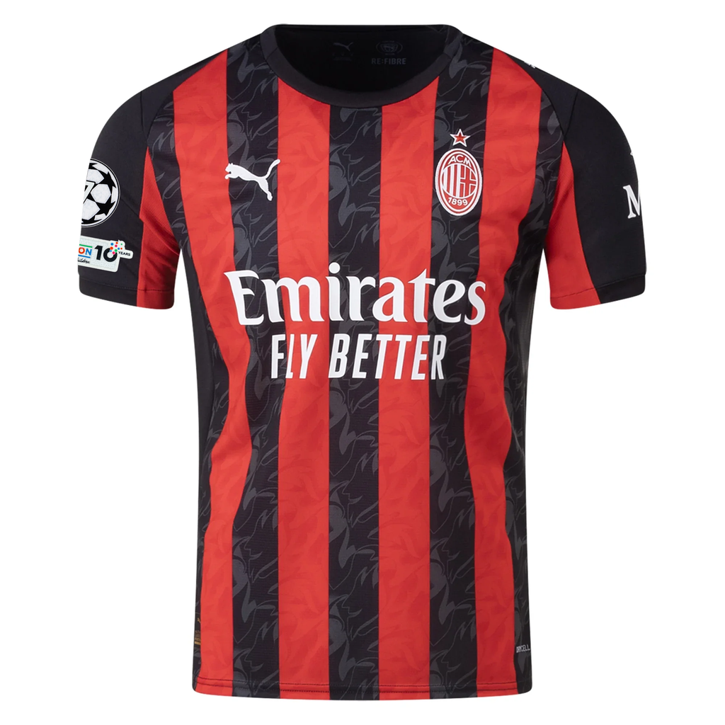 Puma Luka Modric Men's AC Milan Home Jersey w/ Champions League Patches 25/26 (Red/Black)