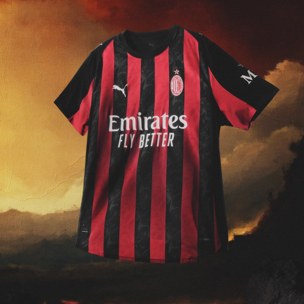 Puma Gimenez Men's AC Milan Authentic Home Jersey 25/26 w/ Seria A Patch (Red/Black)
