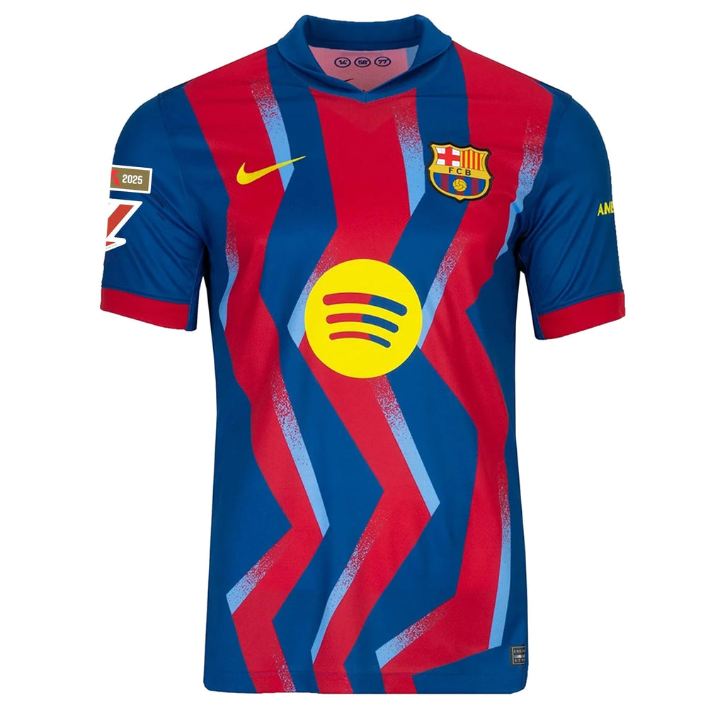Nike Men's FC Barcelona M. Casado 4th Jersey 25/26 w/ La Liga Patches (Blue/Red/Yellow)