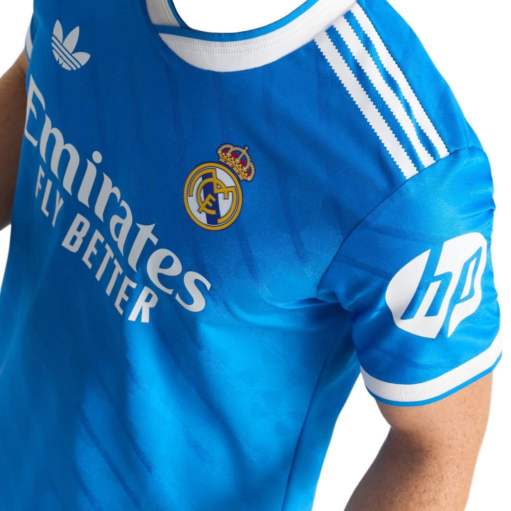 adidas Men's Fran Garcia  Real Madrid 25/26 Authentic Third Jersey w/ Champions League Patches (Blue)
