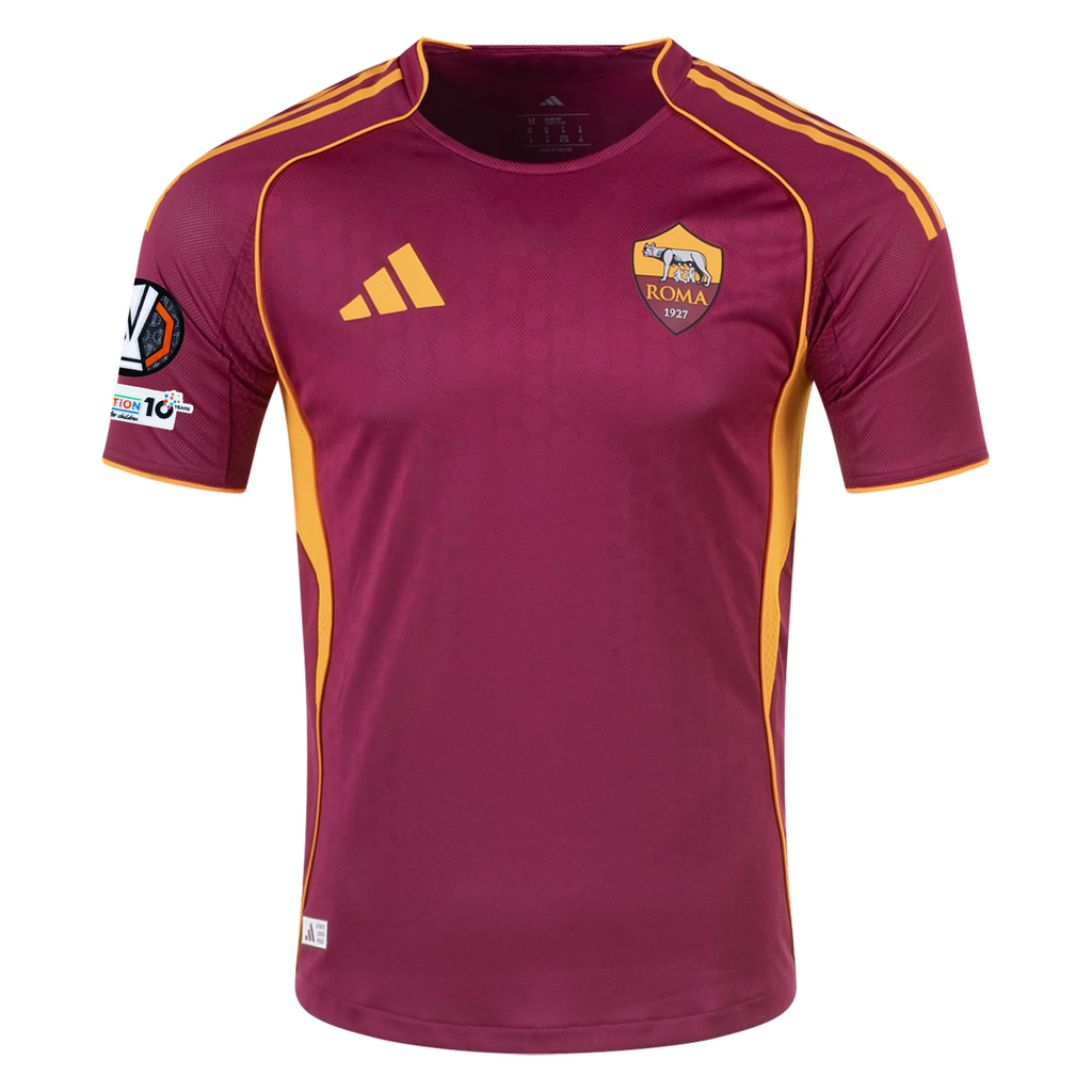 adidas Roma Authentic Niccolò Pisilli Home Jersey w/ Europa League Patches 25/26 (Burgundy)