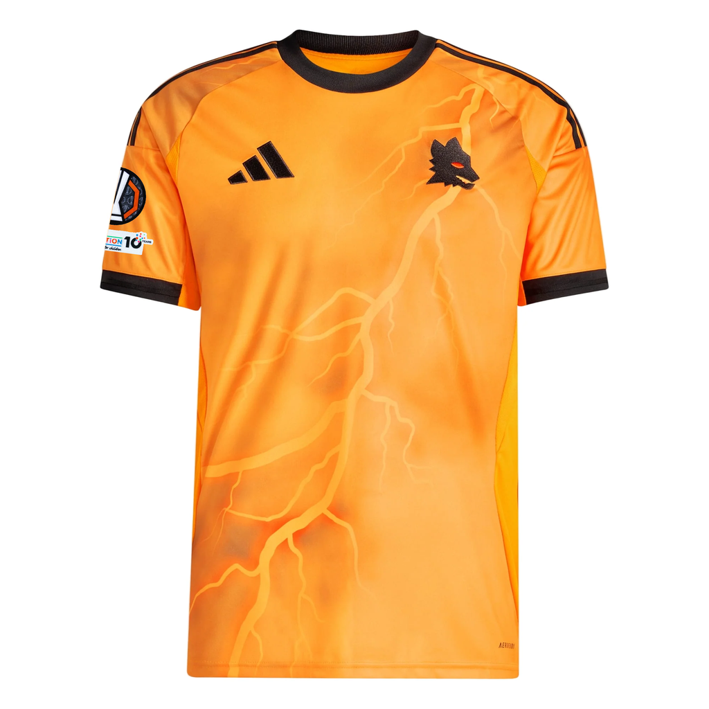 adidas Roma Mario Hermoso Away Jersey w/ Europa League Patches 25/26 (Orange/Black)