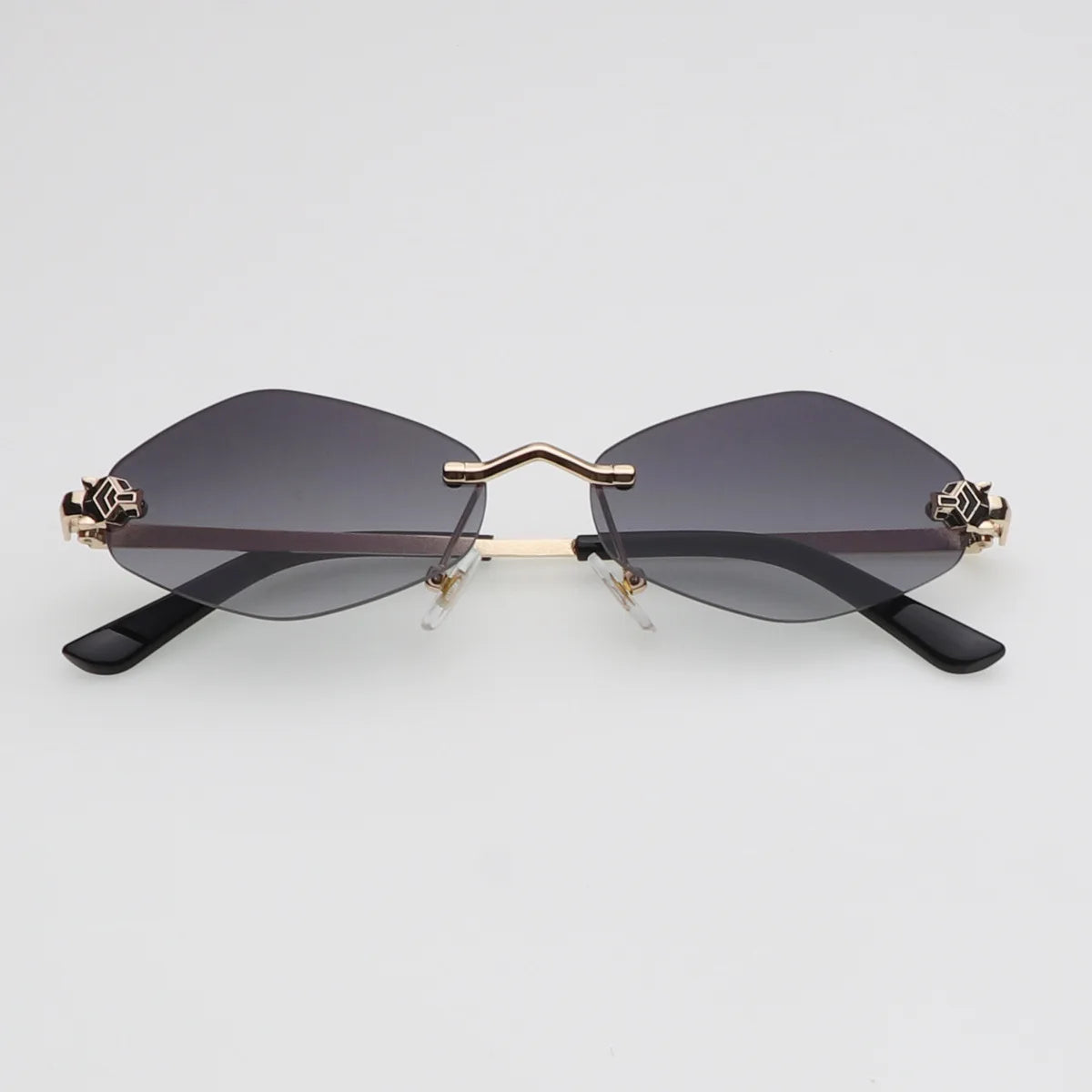 Small Rimless Cheetah Sunglasses Men Women Retro Vintage Travel Eyewear New Trend Diamond Shape UV400 Sun Glasses Google Shades