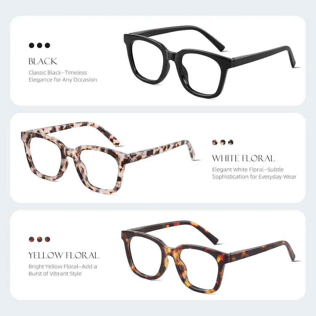 Blue Light Blocking Reading Glasses for Women and Men, Anti-Glare Computer Eyewear with Magnification