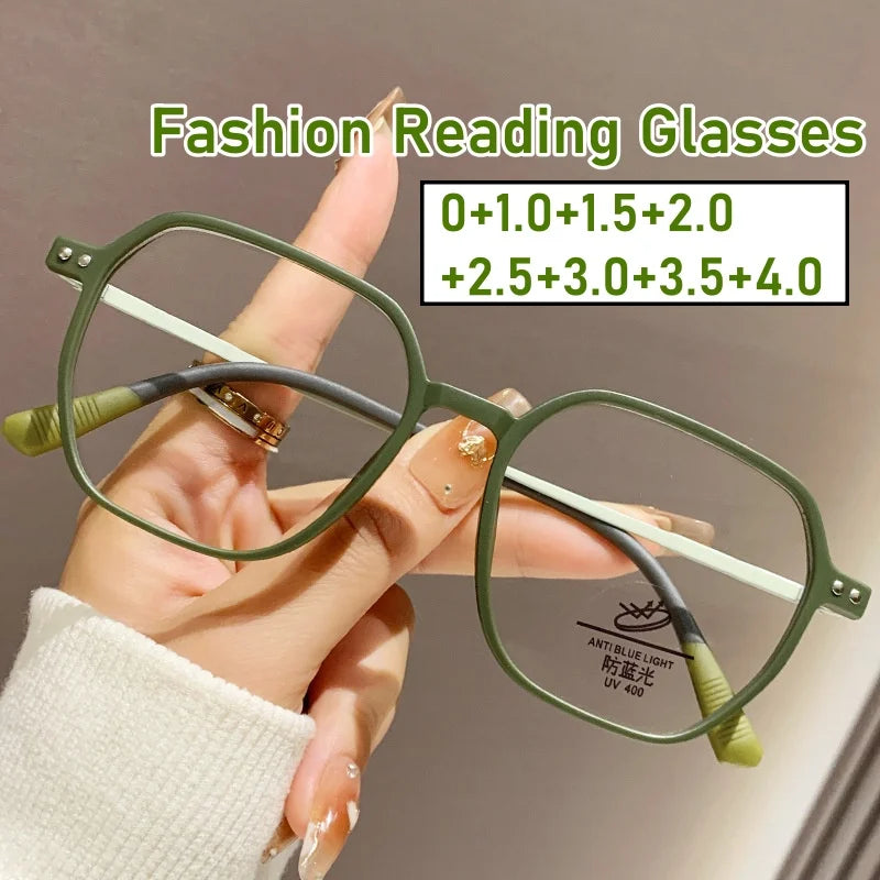 Fashion Matte Color Reading Glasses for Women Men Vintage Blue Light Blocking Presbyopia Trendy Square Frame Far Sight Glasses