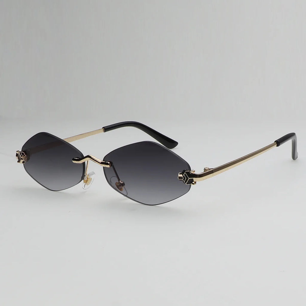 Small Rimless Cheetah Sunglasses Men Women Retro Vintage Travel Eyewear New Trend Diamond Shape UV400 Sun Glasses Google Shades
