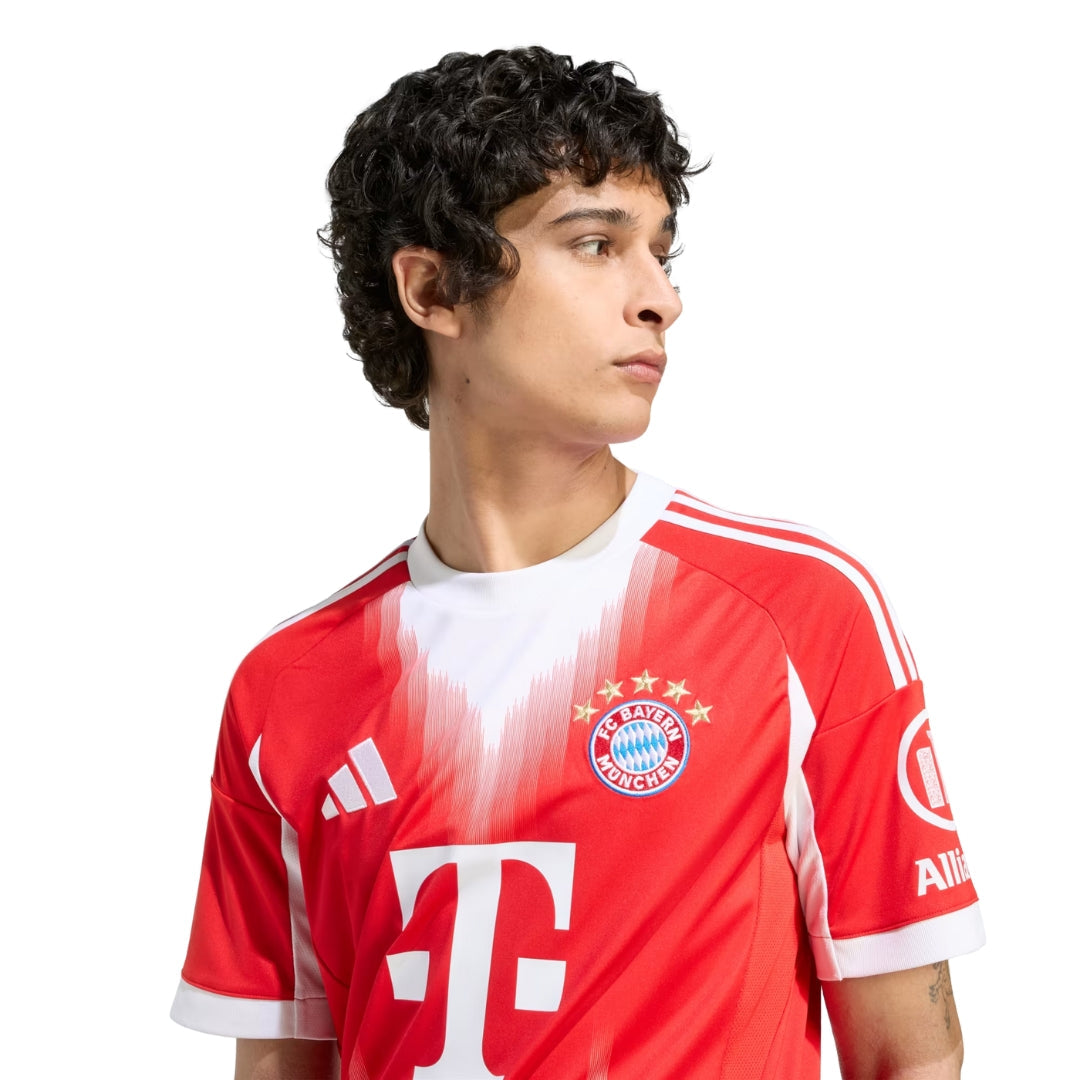 adidas Bayern Munich Pavlovic Home Jersey w/ Champions League Patches 25/26 (Red)