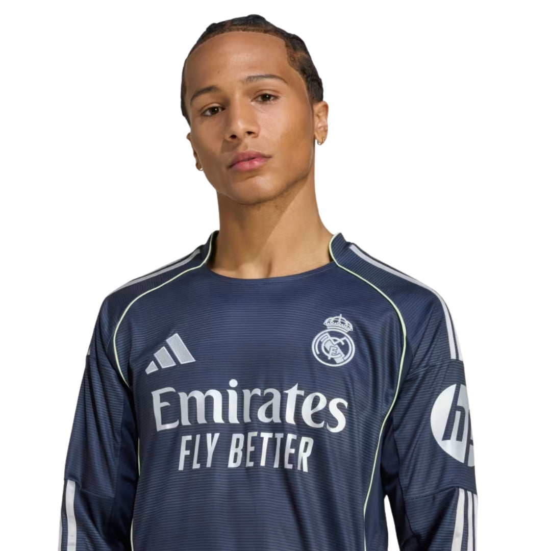 adidas Real Madrid E. Militao Long Sleeve Away Jersey w/ Champions League Patches 25/26 (Legend Ink)