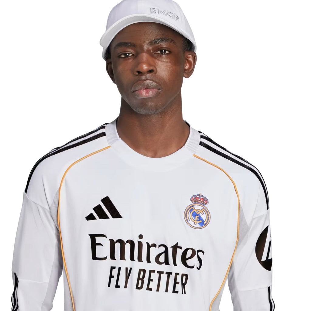 adidas Real Madrid Fran Garcia Long Sleeve Home Jersey w/ Champions League Patches 25/26 (White)