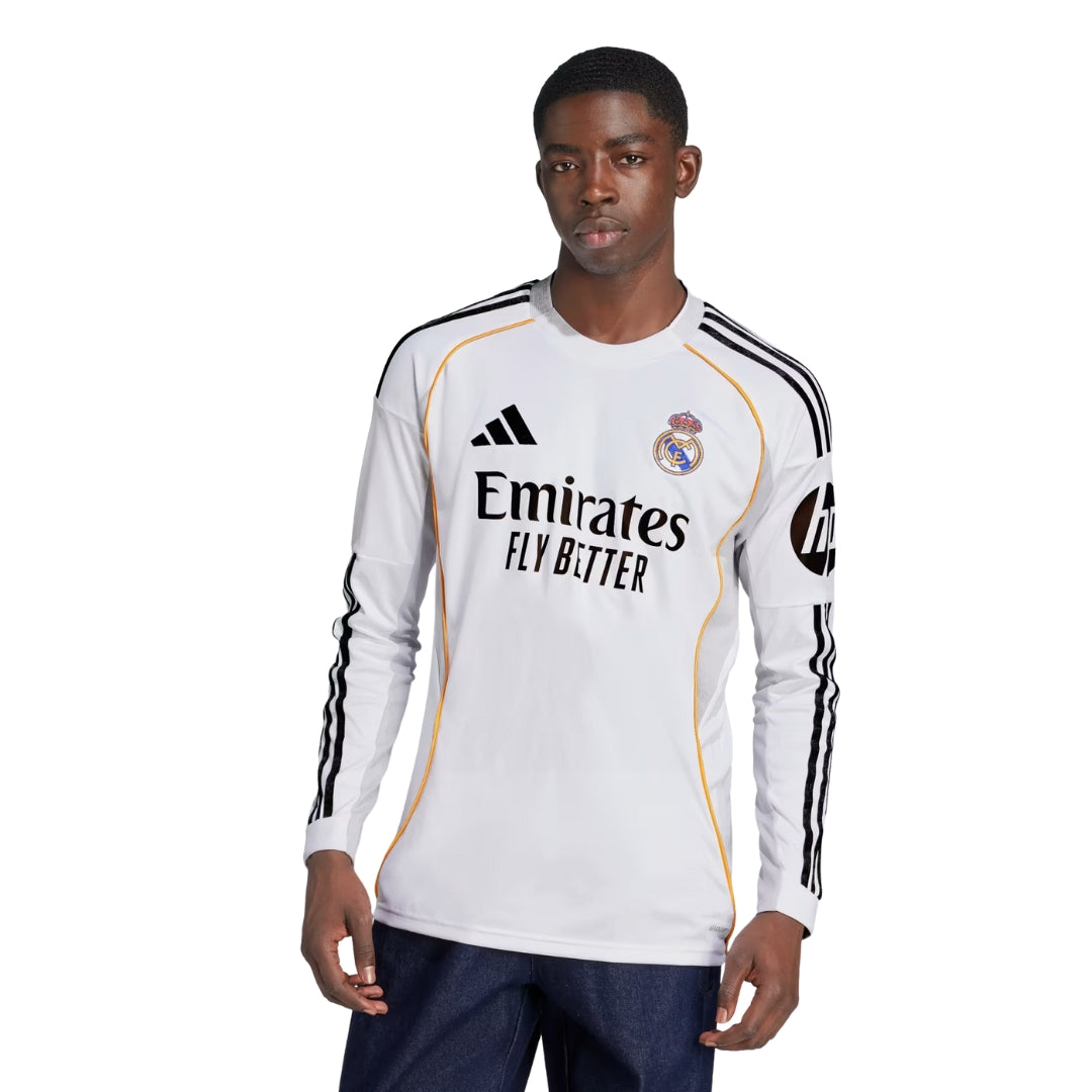 adidas Real Madrid F. Mendy Long Sleeve Home Jersey w/ Champions League Patches 25/26 (White)