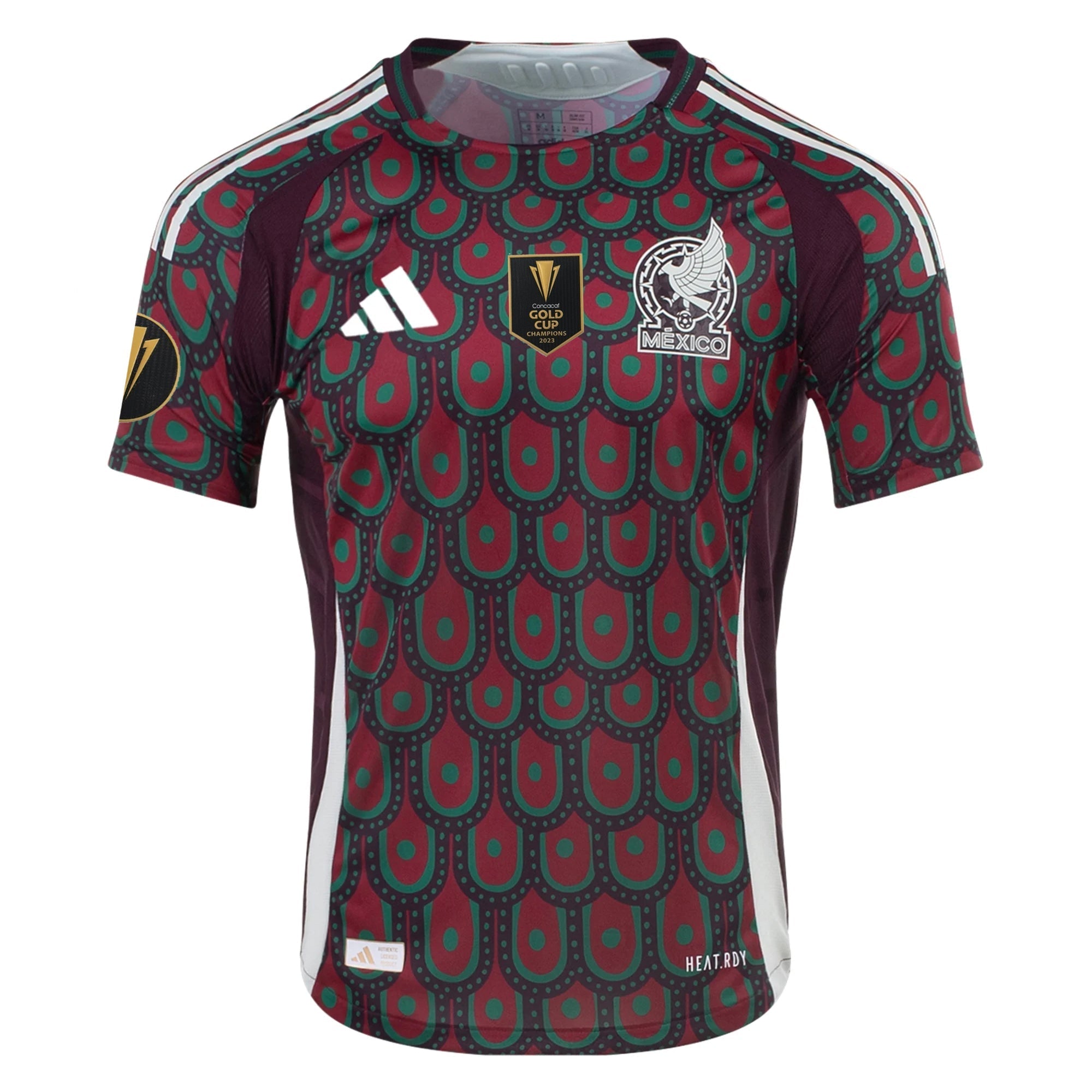 adidas Mexico Authentic Home Jersey 24/25 w/ Gold Cup 2025 Patches (Multicolor)