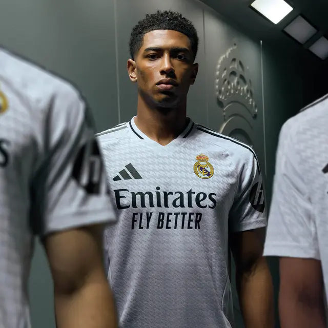 adidas Vini Jr. Real Madrid Authentic Home Jersey w/ La Liga Patches 24/25 (White/Black)